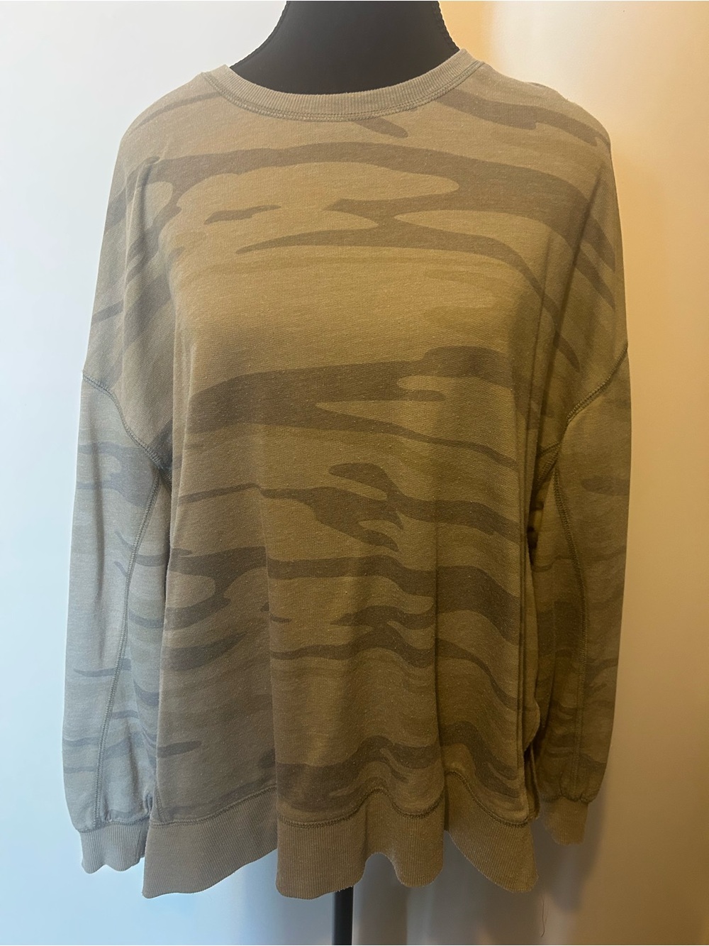 Z Supply Olive Camo Crewneck Sweatshirt